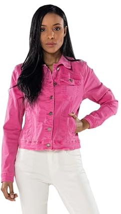 Nina Carter J212 Chaqueta de jeans de mujer Slim-Fit – Chaqueta de entretiempo en color con cuello Kent y bolsillos – Chaqueta de primavera y verano elástica, M