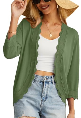 GRECERELLE Womens Summer Cardigan Lightweight Soft Casual Cropped Knit Shrugs Jumper Womens Tops for Dress Summer Evening Wedding