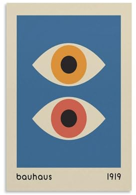 Bauhaus-Ausstellungsposter, Bauhaus-Kunstdruck, geometrische Augen, Kunstdruck, Poster, Wandkunst, Gemälde, Leinwanddekoration, Heimposter, 60 x 90 cm