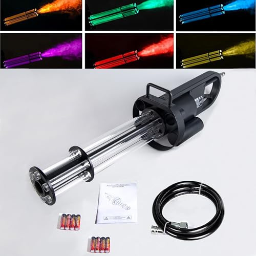 Máquina de humo vertical con control remoto inalámbrico, 12 luces LED de color, 3 modos, máquina de humo de salida de 8000 CFM, máquina de humo de CO2 de mano con luces RGB, máquina de chorro de