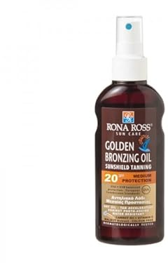 Rona Ross Sun Care | Golden Bronzing Oil Spray | Sunshield Tanning SPF20 | Tan Accelerator | Contains Carrot Oil & Vitamin E