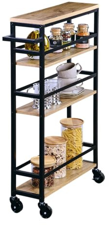 Kesper| Nischenwagen, Material: Metall und FSC-zertifizierter Spanplatte, Maße: B:50 x H: 81 x T: 15cm, Farbe: Natur/schwarz | 27842