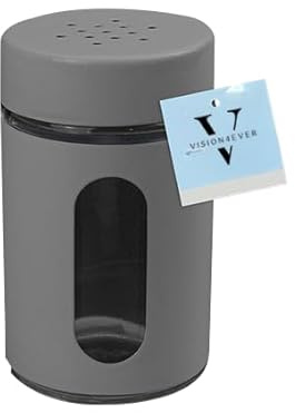 Vision4ever 1Pcs Grey Salt & Pepper Shaker Shaker Pots Dining Jars Dispensers Cap Lid Serving Bottles Seasoning Spice Shaker for Home Table