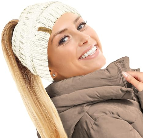 TOSKATOK Damen Thermo-Mütze mit Teddy-Fleece gefüttert