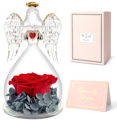 Rosa Stabilizzata, Rosa Eterna, Regalo Donna Compleanno, Fiori Rose Stabilizzate Vera Angelo Idee Regalo Donna Natale, Regalo Mamma Compleanno, Regali Grazie per Amica, Madre, Moglie, Figlia, Sorelle