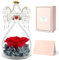 Rosa Eterna Ángel Regalo Cumpleaños Mujer, Regalos Originales para Mujer, Regalo Inspirador para Amiga, Madre, Abuela, Hermanas, Flores Eternas con Figura de Ángel Regalo Navidad Aniversario (Rojo)