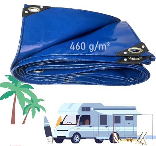 LDQBF Telone Impermeabile,0.5x13m 460g/m² pvc impermeabile per Esterno in Rinforzato con Occhielli Copertura resistente copertura in tela cerata adatta per bordi rinforzati,campeggio,patio blu