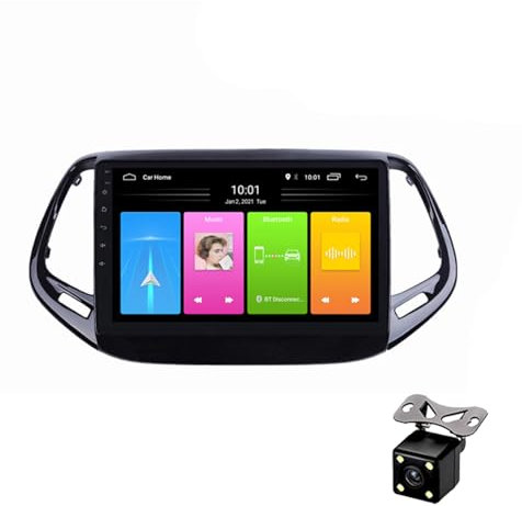 ZhiQin 2+32g carplay,Autoradio Android 12 Stereo Auto Radio GPS Navigation per Jeep Compass 2017-2018 9 Pollici Bluetooth Ricevitore FM Supporto WiFi/SWC/2 Porte USB+Fotocamera Posteriore