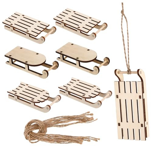 SEWOART 9stücke Teiliges Mini-holzschlitten- Unvollendete Weihnachtsdekoration Handwerkliches DIY Rustikale Tisch Wohnraumverzierung Xmas-Adornments Für Festtage Und Foto-Shooting