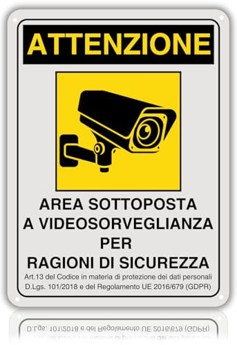 LEIASA | Cartel de área de videovigilancia - 21 x 28 cm - Aluminio - Reflectante - Grosor 0,8 mm - Señal de videovigilancia - Impresión UV - Resistente al exterior (cartel zona videovigilada)