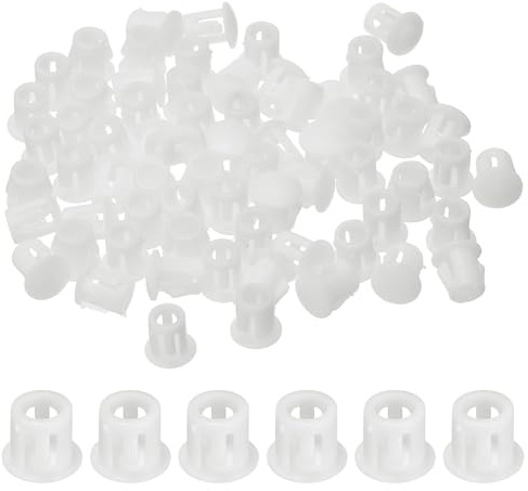 sourcing map 70pcs Nylon Plastic Hole Plugs, 1/5(5mm) Round Drill Screw Hole Plugs Covers Knockout Locking Plastic Plugs Insert End Caps for Kitchen Cabinet Furniture, White