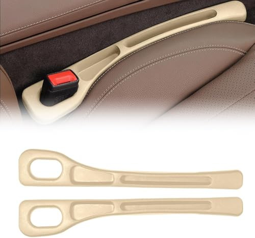2 Stück Aufbewahrungsbox für Autositzlücken, Autositz-Lückenfüller, Autositz Gap Organizer Storage Box, Universal Autositz-Spaltfüller, Autositz Organizer Car Seat Gap Filler für Car Seat Gap (Beige)