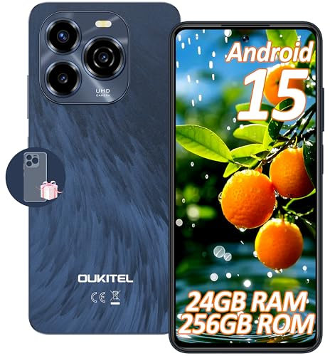 OUKITEL C65 Pro Handy Ohne Vertrag Android 15, 24GB+256GB/1TB Smartphone Ohne Vertrag 90Hz 6.7, 5150mAh Simlockfreie Handys 50MP+8MP Kamera, Dual SIM 4G /Gesicht+Fingerabdruck/GPS/OTG/Blau