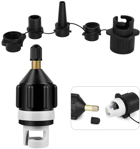 Sup Ventil Adapter Aufblasbarer Adapter, ‎Schlauchboot Ventiladapter mit 4 Stück Gasdüse, Gasdüse Pumpenadapter für Schlauchboote Aufblasbares Bett, Stand Up Paddle Board