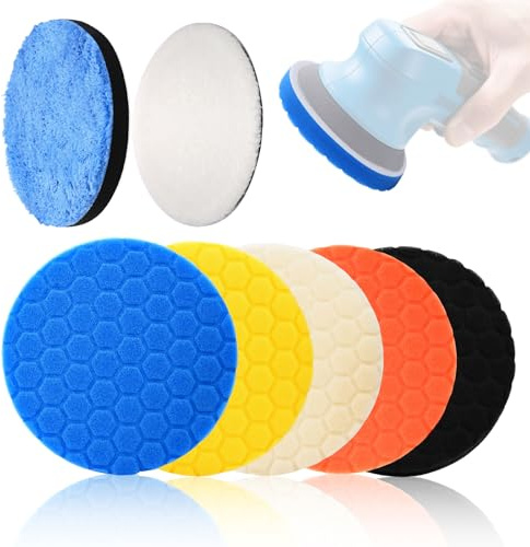 7 Pezzi Kit Tamponi Lucidatura Auto,150mm Tampone per Lucidatura Auto,Spugne lucidanti, per lucidare o levigare, Come auto, Vetro, Ceramica