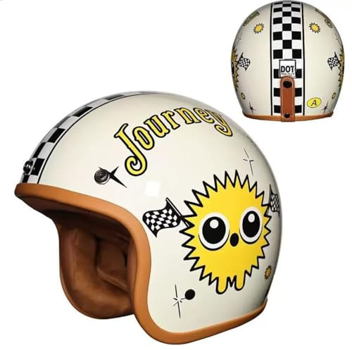 Cute 3/4 Open Face Kids Motorcycle Half Helmet DOT Approved Fashion Lightweight Shell Go-Kart V Motorbike Half Face Youth Children's Helmet for 2-14 Years Old Boys Girls(D,Large)