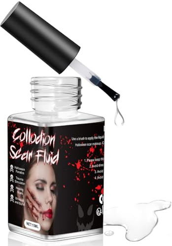 Narben Fluid, Rigid Collodion, Collodium Narbenfluid, Collodium Narben-Fluid, Make-up Rigid Collodion mit Pinsel für Halloween, Flüssige Kosmetik für Real Make-Up Effects, 15ml