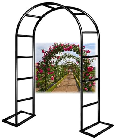Pergola de jardin en métal - Treillage réglable en largeur 140-350 cm - Support d'arche de mariage pour plantes grimpantes - Décoration extérieure pour fête de mariée - Noir 260 x 250 cm