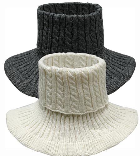 JFAN Krageneinsatz Damen Abnehmbarer Kragen Faux Rollkragen Stricken Warme Abnehmbare Zweiteilige Set Fake Bluse Kragen Turtleneck Elegant