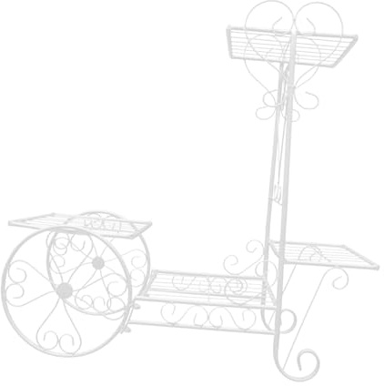 SUPVOX Portafiori Ferro Battuto Bianco Piccolo Supporto Decorativo Multi Livello per Balcone e Resistente e Stabile per Piante e Vasi Complemento Moderno per Soggiorno e Giardino