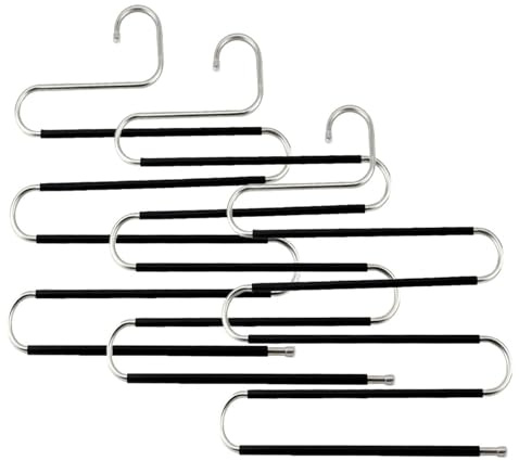 Pants Hanger, Space-Saving S-Type Anti-Slip 3-Bag Hanger For Clothes and Pants, Suitable For Scarves, Jeans, Pants abd Towels