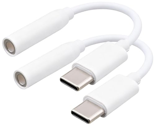 Zuahaly 2 adaptateurs USB de Type C à 3,5 mm - connecteur de Casque Filaire, Audio 16 Bits / 48 kHz, Compatible avec Tous Les périphériques USB - C, câble Jack USB - C, Installation Rapide et Facile