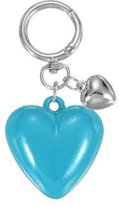 PATIKIL Bonito llavero de corazón para mujer, colgante de resina con forma de corazón para bolso, bolso de mano, coche, mochila, billetera, color azul.