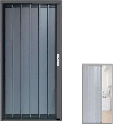 AVLLSO Falttüre Aluminium Akkordeon Raumteiler Tür, Magnetische Klapptür Datenschutzpanel mit Schloss, Schlafzimmer Flur Speisekammer(H 200cm,W 100cm)