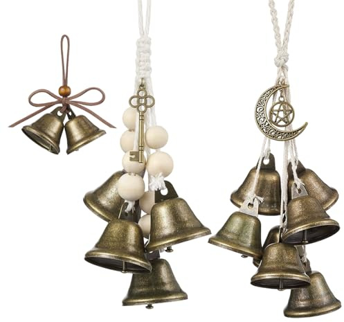 3 campanas de bruja para jardín, carillones de viento de metal para exteriores, colgantes de bendición, adornos colgantes con sonido claro para decoración de ventanas de porche