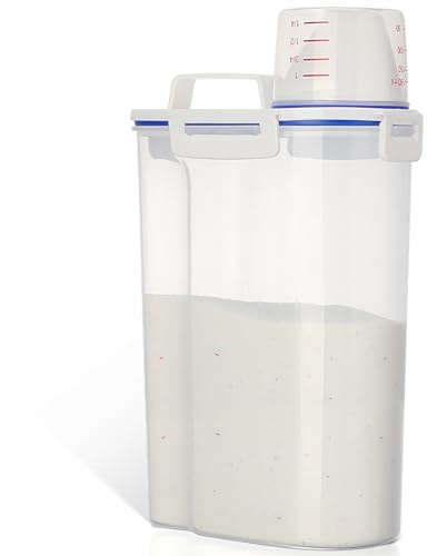 VINATO Vorratsdose 2,5L mit Dosierdeckel, Großvolumiger Aufbewahrungsbehälter für Waschpulver & Weichspüler, Praktischer Dichter Behälter für Waschraum, Werkstatt & Küche – Weißer Deckel