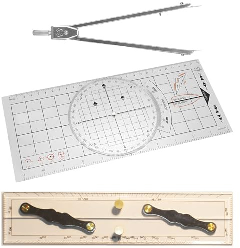 yeeplant Nautisches Kartenplott-Set, 3-teiliges Marine-Navigationswerkzeug-Set mit Winkelmesser, Trennwand und Lineal, für Bootfahren und Segeln, Zeichenzubehör im Lieferumfang enthalten