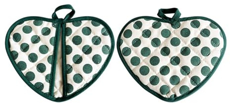 2pcs Gants de Four en Forme de Cœur et Protège-Mains, Maniques Anti-Chaleur Double Face, Gants de Cuisine for Cuisson, Pâtisserie et Gril, Résistants Jusqu'à 250℃(vert)