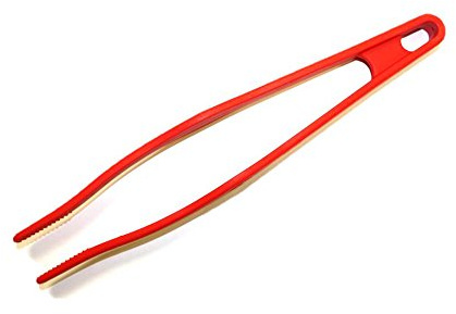 Kochblume Küchenpinzette | Premium-Silikon | Hitzebeständig | Spülmaschinenfest | 31cm | Farbe: rot