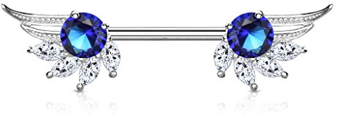 Autiga Brustwarzen Piercing Nippelpiercing Brustpiercing Engelsflügel Zirkonia Kristall