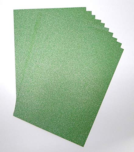 A4 grünes Glitzer-Karton, Glitzerpapier, fusselfrei, glitzernd, Bastelpapier, 250 g/m², glitzernd, Bastelkarton, Glitzer-Karton, säurefrei (grün, 10 Blatt)