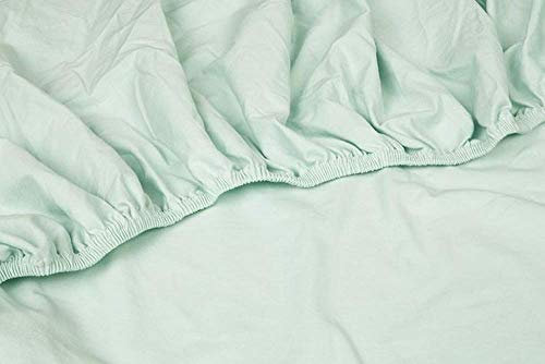 Lenzuola con Angoli Elasticizzati, Lenzuola Singolo Kayori Shizu in Jersey per Topper Boxspring, 12 cm, Tinta Unita, Cotone, Verde, 90-100x200-220