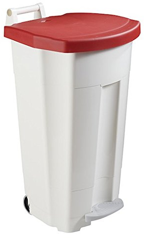 ROSSIGNOL Poubelle mobile à pédale Mobily - 120l - rouge/blanc