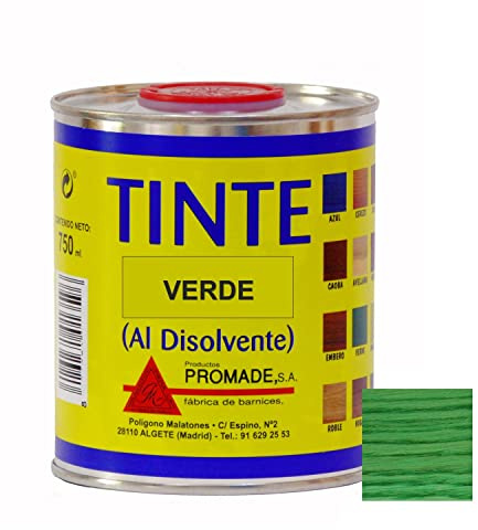Promade - Tinte al disolvente para teñir la madera. Tonos de madera y colores vivos y modernos (375 ml, Verde)