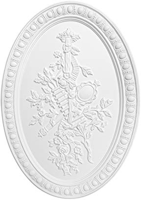 Wandrelief | vorgrundiertes schlagfestes Polyurethane | Bild | Barock | Verzierung | weiß | PU | Hexim Perfect | 500 x 350 mm | K4095