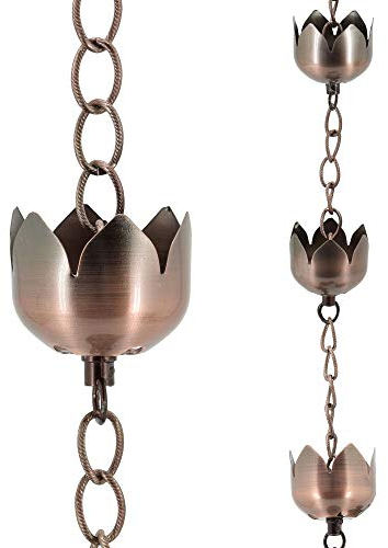 Arcadia Garden Products RC04 Lotusblüten Regenkette Bronze Metall mit gebürstetem Kupfer