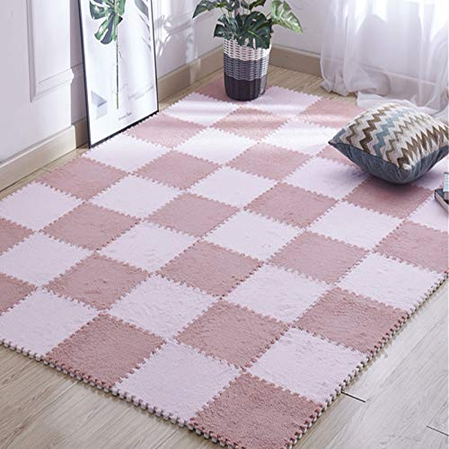 Kinder Plüsch Puzzle Matte, Spielmatte Für Kinder Schaummatten - Bodenschutz Für Garage Übung Yoga Spielzimmer - Wunderschöne Wohnkultur,Pink+Light red