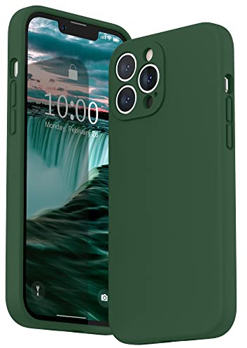 SURPHY Silikon Hülle Kompatibel mit iPhone 13 Pro Max Hülle mit Displayschutzfolie, Handyhülle iPhone 13 Pro Max Silikon Case Kameraschutz für iPhone 13 Pro Max Hülle 6,7 Zoll 2021, Klee Grün