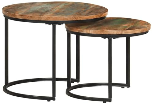 vidaXL Satztisch 2-TLG. Couchtisch Beistelltisch Wohnzimmertisch Kaffeetisch Sofatisch Holztisch Teetisch Tisch Wohnzimmer Altholz Massiv