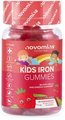 Eisen Vitamin C Gummies für Kinder - Eisen Hochdosiert - Energie & Immunsystem Stärken - Vegan & Glutenfrei Alternativ zu Eisentabletten - 30 Iron Gummies - Vitamine für Kinder – Novomins