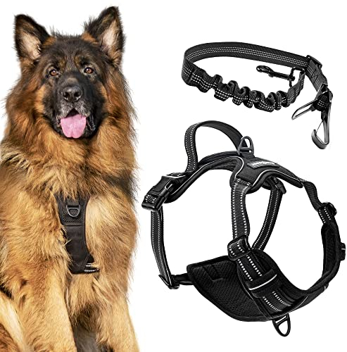 FIRSTPAW Anti Zieh Hundegeschirr für Große Hunde Größe L, Reflektierend, Verstellbar, Gepolstert und Atmungsaktiv Brustgeschirr Hund
