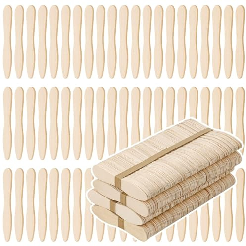 CZWESTC 400 Pcs Small Wooden Spoons, Mini Disposable Ice Cream Tasting Spoons, 3 Inch Wood Sample Spoon for Crafts, Dessert, Honey, Little Cake (400 Sticks Bulk, 3)