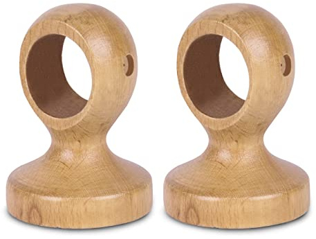 MERCURY TEXTIL- Pack de 2 Soportes Decorativos (Madera) | para Barra de Madera de Pared o Techo. Colgador para Barras de Cortina de ø 28mm