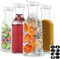 CutieSmiles 1.5L / 50oz Water Carafe with Flip Top Lid, Square Base Juice Pitcher, Clear Beverage Containers - for Water, Iced Tea, Lemonade, Juice, Beverage, Milk, Cold Brew and Mimosa Bar - Set of 4