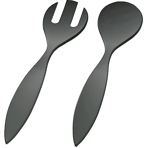 Magu Natur-Design Salatbesteck Anthrazit ca. 26 cm aus einem Polymer aus natürlichen Materialien Salatlöffel Salatgabel