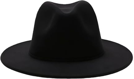 Clásico Sombrero de Jazz Negro Fedora de Fieltro de Lana - Elegante Ala Ancha Pastel de Cerdo para Invierno - Para Hombres y Mujeres